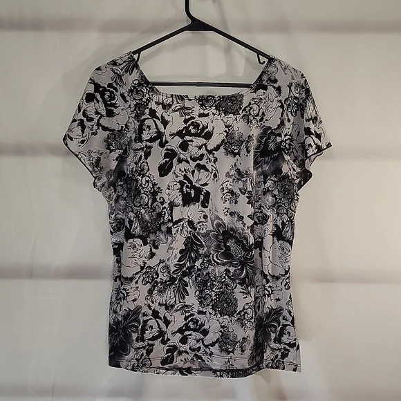 Carol Rose Black and White Blouse (M) - Picture 6 of 12